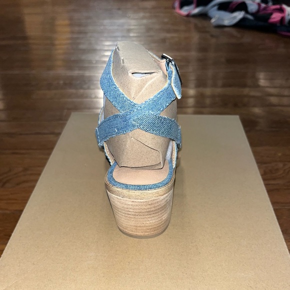 Lucky Brand Winola Ankle Strap Wedge Mules Medium Blue Denim Women’s Size 6 - Picture 9 of 12